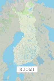 Finland color Térképe, (26.7 x 40 cm)