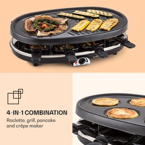 Klarstein All-U-Can Grill, 4 az 1-ben raclette grill, 1500 W, 8 személyre, kiegészítő