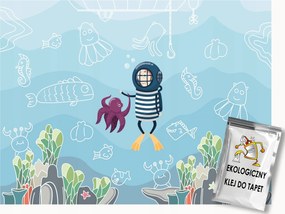 Fotótapéta Flizelina Gyerekek Víz Alatti Világ Búvár Polip 250x175 ragasztó