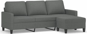 vidaXL 3 személyes sötétszürke szövet kanapé lábtartóval 180 cm