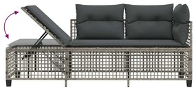 3 részes szürke polyrattan kerti sarokkanapészett párnákkal