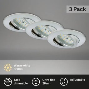 Briloner 7296-039 - 3 darabos LED szett fürdőszobai beépíthető mennyezeti lámpatest 1xLED/6,5W/230V IP23