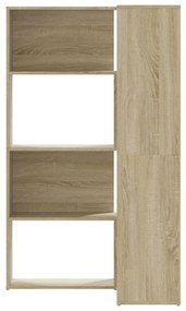 4 szintes sonoma tölgy szerelt fa sarok könyvespolc 85x85x140cm