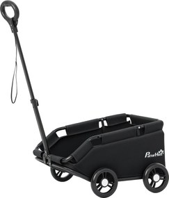 PawHut Összecsukható Kutyakocsi Háziállat Kocsi Miniatűr Kutyákhoz Állítható Tolókar Nyitott Dizájn Kárpit Tárolótáskával és Kerekekkel 53x45x28 cm Fe