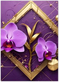 Poszterek 50x70 Lila orchideák és arany
