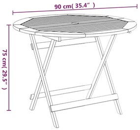 tömör akácfa összecsukható kerti asztal Ø 90 x 75 cm