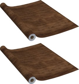 vidaXL 2 db sötét tölgyszínű öntapadó PVC ajtófólia 500 x 90 cm
