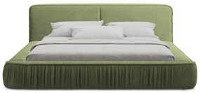 Zöld kárpitozott ágyneműtartós franciaágy ágyráccsal 180x200 cm Keoni – Makamii