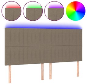 tópszínű szövet LED-es fejtámla 160x5x118/128 cm