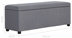 világosszürke poliészter pad tárolórekesszel 116 cm