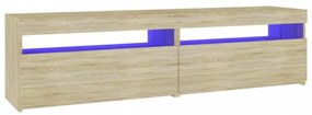 2 db sonoma tölgy színű TV-szekrény LED-ekkel 75 x 35 x 40 cm