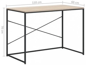 fekete-tölgyszínű szerelt fa számítógépasztal 110 x 60 x 70 cm
