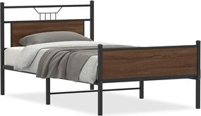 vidaXL barna tölgy színű szerelt fa ágykeret matrac nélkül 90x190 cm