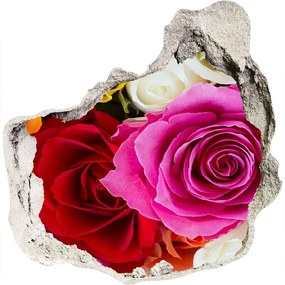 3d lyuk fal dekoráció Színes rózsák nd-p-81514733
