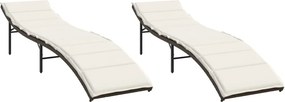 vidaXL 2 db barna polyrattan napozóágy párnával