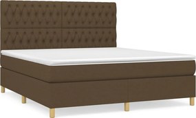 vidaXL sötétbarna szövet rugós ágy matraccal 180 x 200 cm