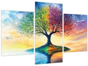 Kép – Évszakok festett fája (90x60 cm)