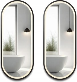 Oskar Led II két darabos ovális tükör szett fekete Mdf keretben 103x203cm