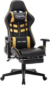 vidaXL fekete és aranyszínű műbőr gamer szék lábtámasszal
