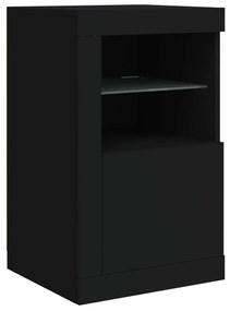 fekete tálalószekrény LED-világítással 142,5 x 37 x 67 cm