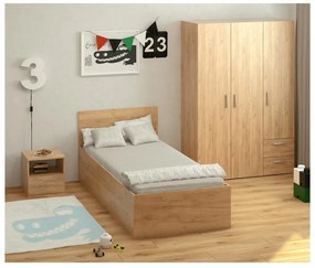 Egyszemélyes ágy 90 cm Discutibles (aranyy craft tölgy) (ágyráccsal)  (tárolóhellyel). 1116311