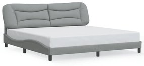 világosszürke szövet ágykeret LED-ekkel matrac nélkül Hvar 200 x 200 cm