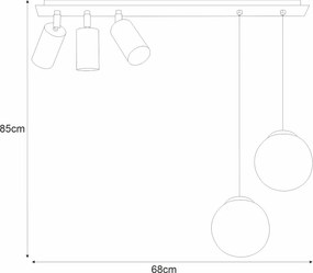 Fekete Színű Mennyezeti Lámpa KAJA K-4138 ALBIO 3+2xGU10 + E14 10W IP20