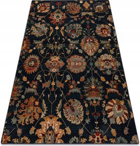 Omega Latica gyapjú nappali szőnyeg Virágok sötétkék Párologtató 235x350 cm