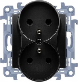 Simon 10 Dupla földelt aljzat falsík alatti kerethez fekete matt