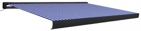 kék és fehér motorizált kazettás napellenző 400 x 300 cm