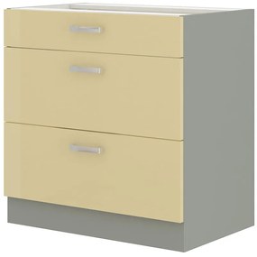Alsó konyhaszekrény Kelyn 80 D 3S BB (fényes krém + szürke). 1032765