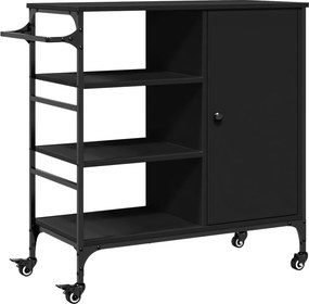 vidaXL fekete szerelt fa zsúrkocsi 87,5 x 38,5 x 84,5 cm