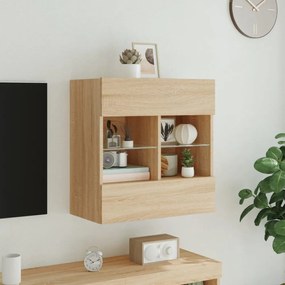sonoma tölgy színű fali TV-szekrény LED-del 58,5x30x60,5 cm