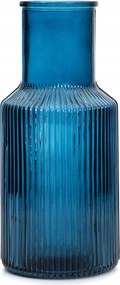 Tolle üveg váza bordázott sötétkék 10x22 cm Homla