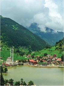 Fotótapéta Hegyek Törökország tó mecset panoráma nyugalom 184x254 vinil +ragasztó