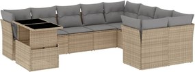 vidaXL 10 részes bézs polyrattan kerti ülőgarnitúra párnával