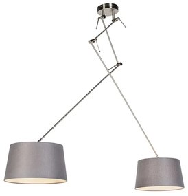 Függőlámpa fekete lenvászon árnyékolókkal sötétszürke 35 cm 2-lámpás - Blitz