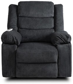 Elektromosan Vezérelhető Masszázsfunkciós Relaxfotel Fekete Színben. JASPER