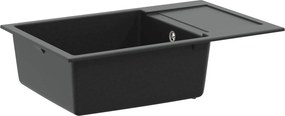 vidaXL Mosogató Fekete 780 x 500 mm 80% Kvarc és 20% Gyanta