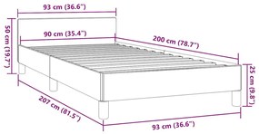 szürke ágykeret fejtámlával matrac nélkül 90x200 cm