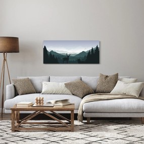 Kép - Szarvas farkassal a sziklák között (120x50 cm)