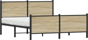 vidaXL sonoma tölgyszínű fém ágykeret matrac nélkül 160 x 200 cm