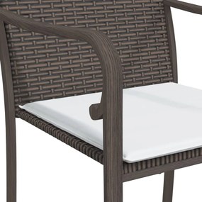 2 db barna polyrattan kerti szék párnával 56 x 59 x 84 cm
