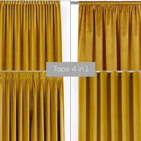 Mustársárga bársony dimout (részleges sötétítő) függöny 265x270 cm Velto – Filumi
