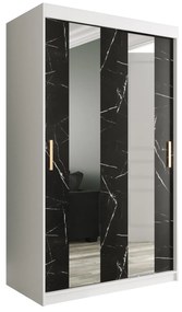 Ruhásszekrény 120 cm Marbelo P (matt fehér + fekete márvány). 1064515
