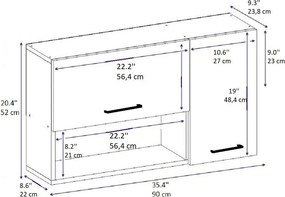 Akasya konyhaszekrény, zafír tölgy-fehér, 90 cm