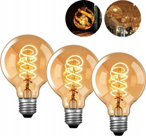 3 Db Led Filament Dekorációs Izzó 4W G80 E27 Vintage Edison Retro