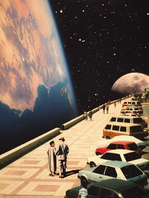 Plakát Space Promenade - Retro-Futuristic Collage Art