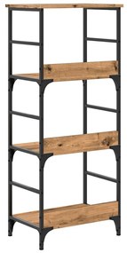 kézműves tölgy színű szerelt fa könyvszekrény 50x33x117,5 cm