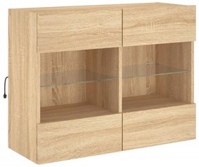 sonoma tölgy színű fali TV-szekrény LED-del 78,5 x 30 x 60,5 cm